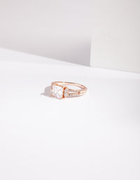 Rose Gold Double Band Cubic Zirconia Ring - link has visual effect only