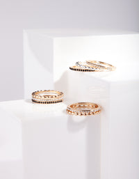 Mixed Metal Black Diamante Ring Pack - link has visual effect only