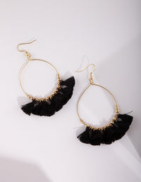 Gold Black Mini Tassel Earrings - link has visual effect only