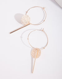 Rose Gold Spike & Disc Hoop Earrings - link has visual effect only