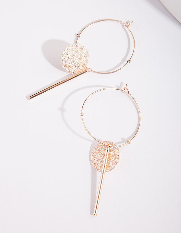 Rose Gold Spike & Disc Hoop Earrings