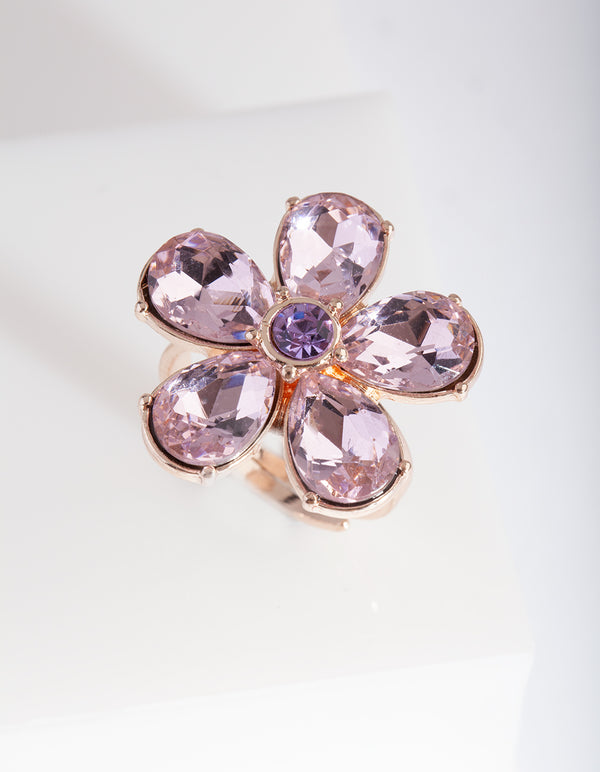 Pink Gem Flower Ring