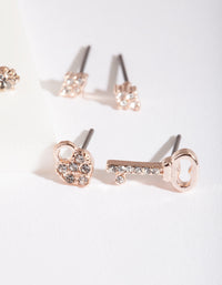 Rose Gold Lock Key Earring 5-Pack - link has visual effect only