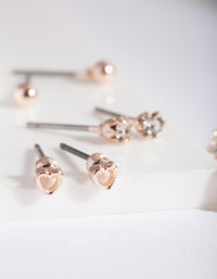 Rose Gold Lock Key Earring 5-Pack - link has visual effect only