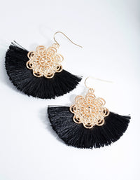 Black & Gold Tassel Earrings - link has visual effect only