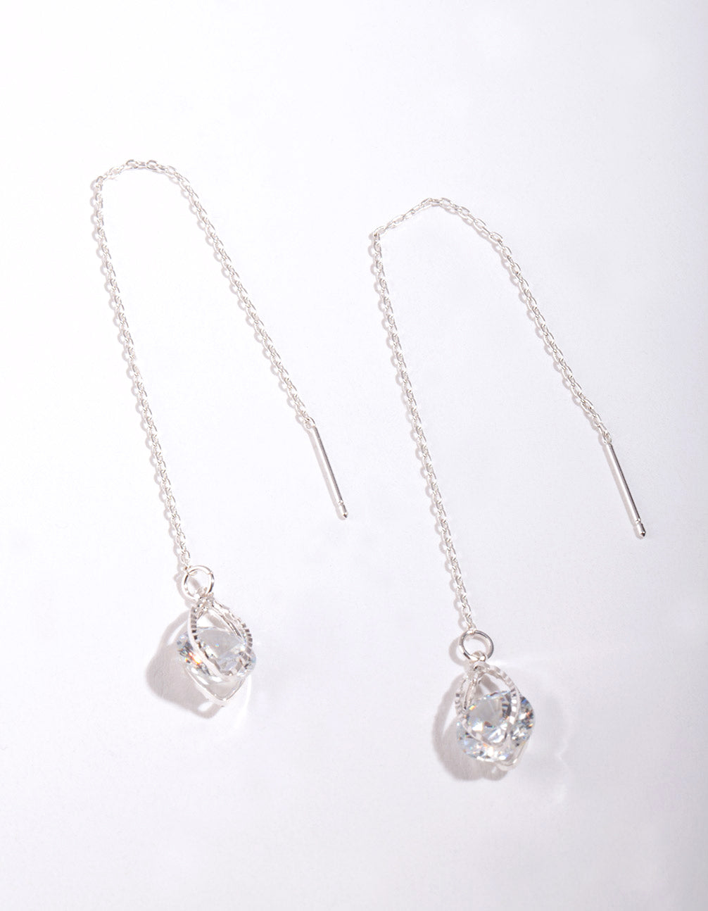 Silver Cubic Zirconia Chain Teardrop Earrings - Lovisa