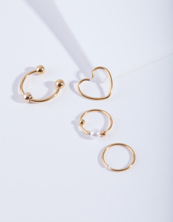 Gold Heart Ring Earring 4-Pack - Lovisa