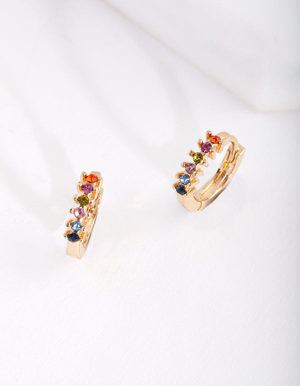 Amazon.com: Rhinestone Rainbow Huggie Earrings Jewelry Western Small Gold Hoop  Earrings for Women Girls Lucky Boho Beaded Unique Gifts Hoop Hypoallergenic  Earrings… (Aurora rainbow): Clothing, Shoes & Jewelry