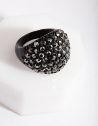 Black Large Diamante Dome Ring - link has visual effect only