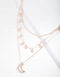 Rose Gold Moon Charm Layered Choker - link has visual effect only