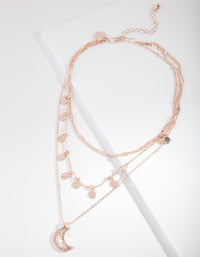 Rose Gold Moon Charm Layered Choker - link has visual effect only