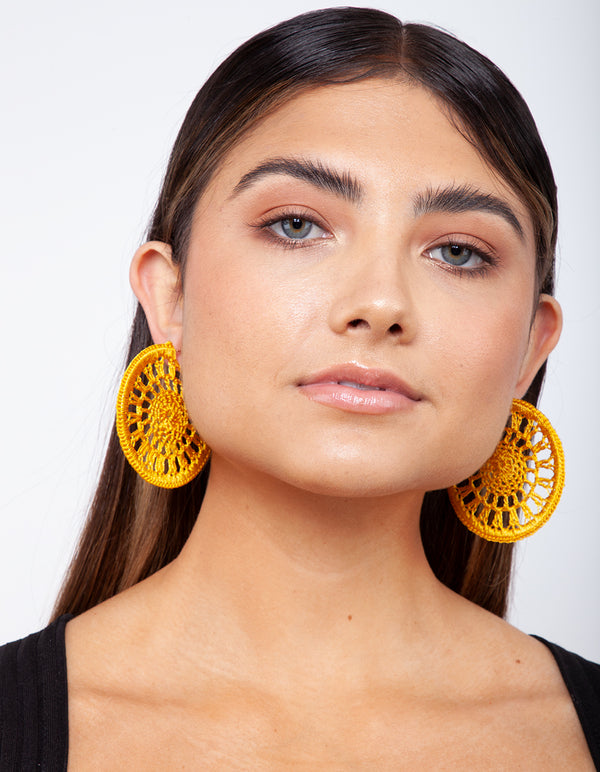 Hand crochet hoop earrings - bold fun colors — Maura Marcks Shirts and  Clothing, Handmade in Troy, NY