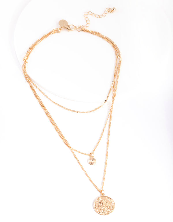 Gold Medallion Multi Layered Necklace - Lovisa