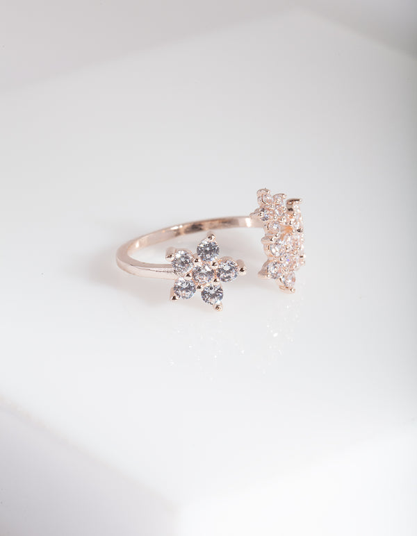 Rose Gold Cubic Zirconia Flower Ring