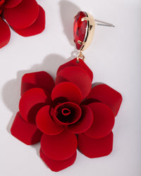 Red Coated Metal Rose Earrings - link has visual effect only