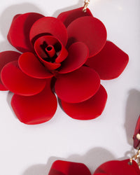 Red Coated Metal Rose Earrings - link has visual effect only