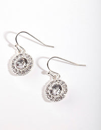 Silver Diamond Simulant Circle Drop Earrings - link has visual effect only