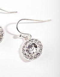 Silver Diamond Simulant Circle Drop Earrings - link has visual effect only