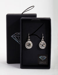 Silver Diamond Simulant Circle Drop Earrings - link has visual effect only