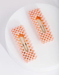 Kids Pink Pearl Hair Clip Duo - link has visual effect only