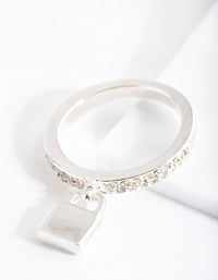 Silver Diamante Band Padlock Ring - link has visual effect only