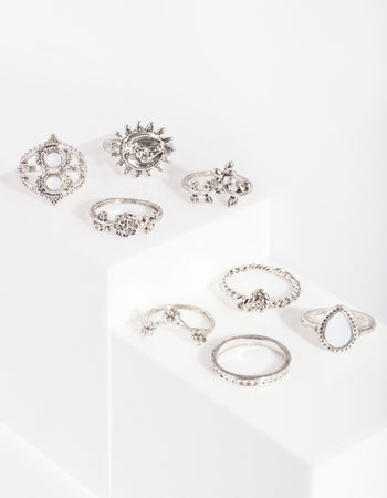 Silver Sun & Moon Ring 8-Pack - Lovisa