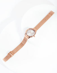 Rose Gold Mesh Watch - link has visual effect only