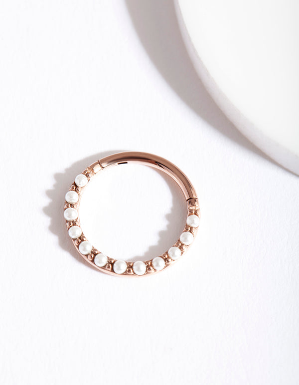 Rose Gold Pearl Clicker Earring