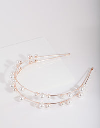 Rose Gold Double Pearl Row Headband - link has visual effect only