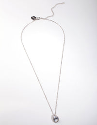 Diamond Simulants Silver Cubic Zirconia Pear Halo Necklace - link has visual effect only