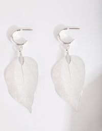 Silver Leaf Hoop Earrings - link has visual effect only