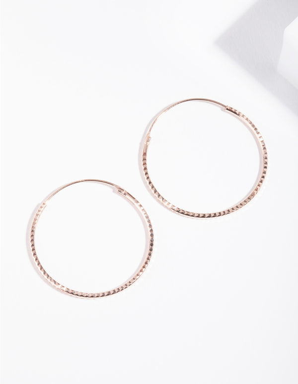 Rose Gold Plated Sterling Silver 25mm Diacut Hoop Earrings