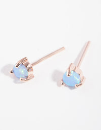 Rose Gold Plated Sterling Silver 3 Claw Opal Stud Earrings - link has visual effect only