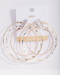 Mixed Metal Plated Textured Hoop Earring Pack - link has visual effect only