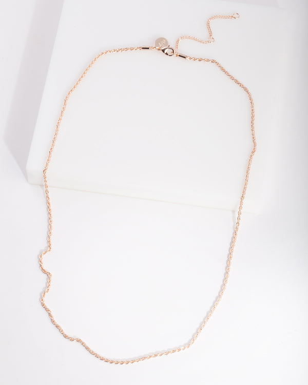 Rose Gold Plated 60cm Rope Chain Necklace