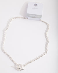 Silver Plated Rope Necklace with Front Clasp - link has visual effect only