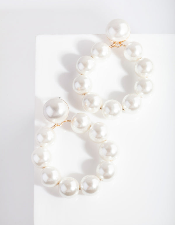 Gold Pearl Circle Earring