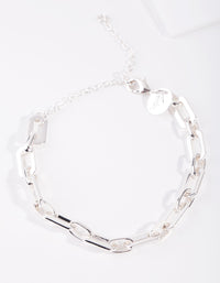 Silver Rectangle Chain Bracelet - link has visual effect only