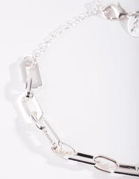 Silver Rectangle Chain Bracelet - link has visual effect only