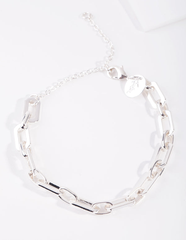 Silver Rectangle Chain Bracelet