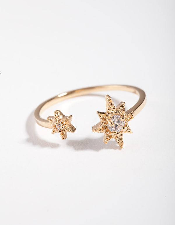 Gold Plated Sterling Silver Open Starburst Ring