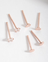 Rose Gold Plated Sterling Silver Heart Disc Stud Earring Pack - link has visual effect only