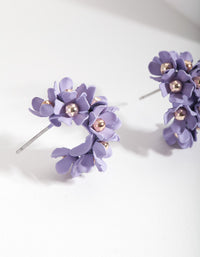 Lilac Mini Cluster Flower Hoop Earrings - link has visual effect only