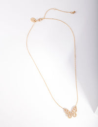 Gold Diamond Simulant Butterfly Necklace - link has visual effect only