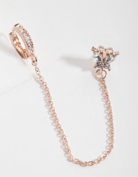 Rose Gold Small Butterfly Chain Huggie Earrings - link has visual effect only