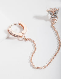 Rose Gold Small Butterfly Chain Huggie Earrings - link has visual effect only