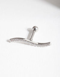 Surgical Steel Fine Cubic Zirconia Wave Barbell - link has visual effect only