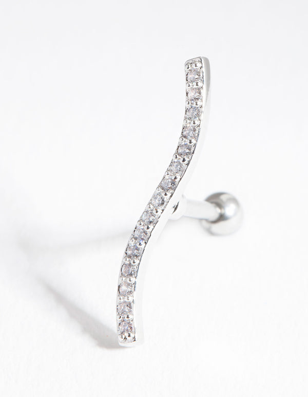 Surgical Steel Fine Cubic Zirconia Wave Barbell