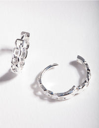 Sterling Silver Chain Huggie Earrings - link has visual effect only