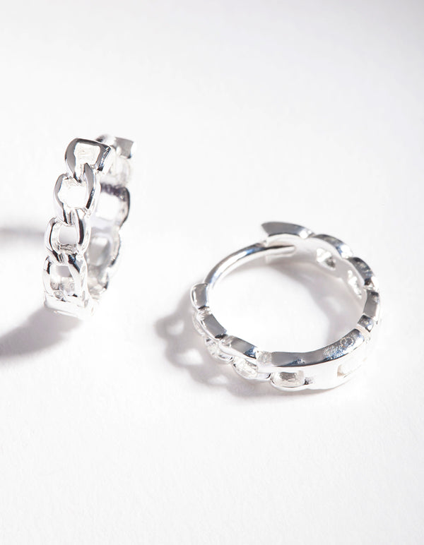 Sterling Silver Chain Huggie Earrings